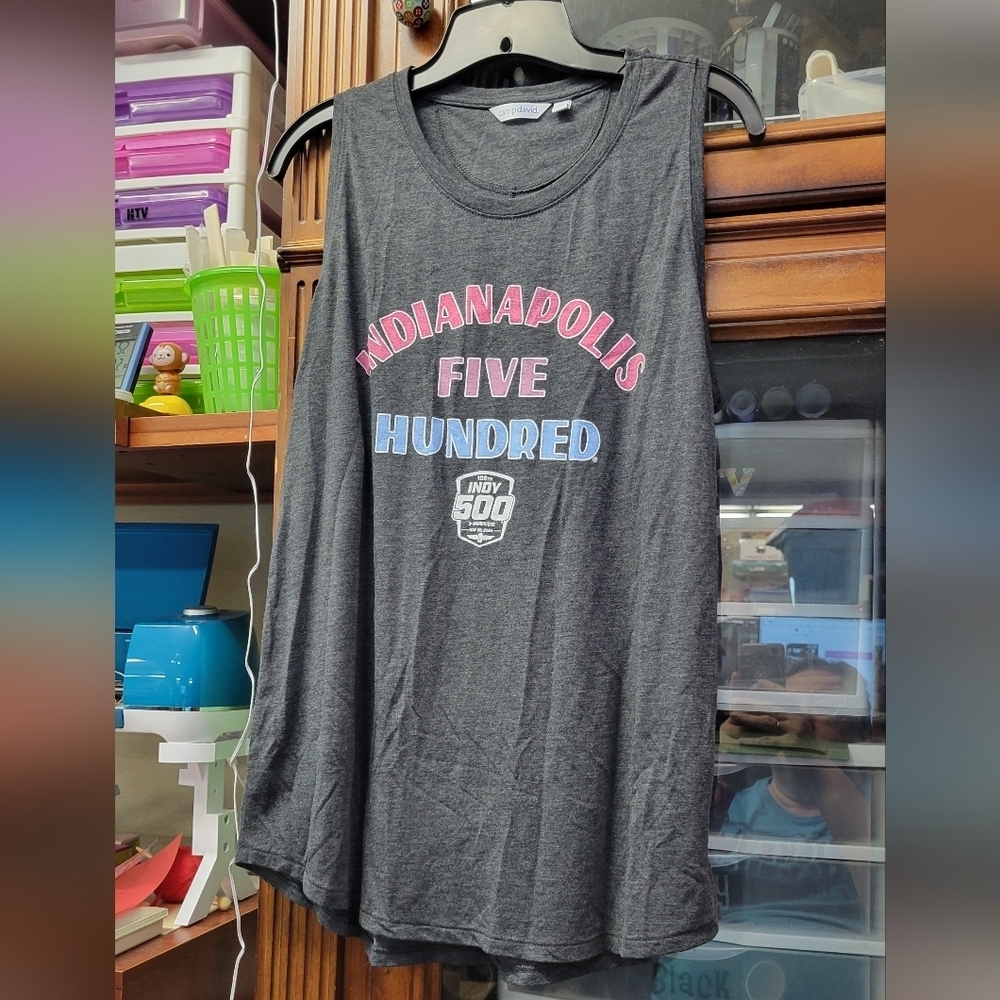 Camp David Indianapolis 500 Sleeveless Gray Tank Top NWOT